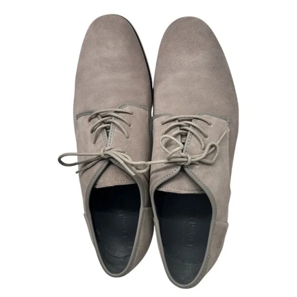 Calvin Klein Brodie‎ Grey Suede Lace Up Oxford Dress Shoes 13M Preppy 06-04